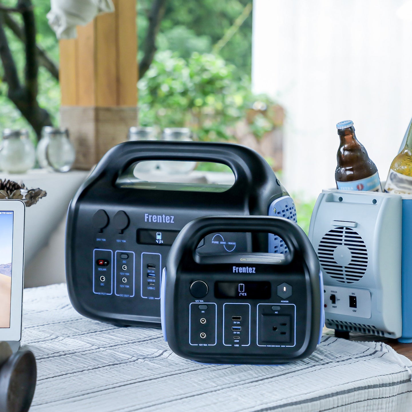 FRENTEZ 296Wh Portable Battery Power Station，Charging Appliances for Rechargeable Equipment，110V AC Outlet/DC Ports/USB Ports/SOS Light,Outdoor Camping Traveling Home Emergency